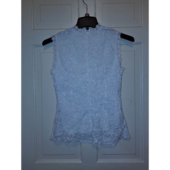 Lace mock neck sleeveless blouse white size XS summer top - Picture 2 of 10